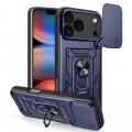 PC + TPU Case with Sliding Camera Cover & Ring Stand for iPhone 17 Pro Max - Blue