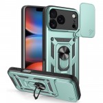PC + TPU Case with Sliding Camera Cover & Ring Stand for iPhone 17 Pro Max - Green