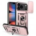 PC + TPU Case with Sliding Camera Cover & Ring Stand for iPhone 17 Pro Max - Rose Gold