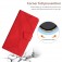Stitched Embossed PU Leather + TPU Wallet Case with Stand & Wrist Strap for iPhone 17 Pro Max - Red
