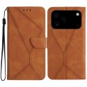 Stitched Embossed PU Leather + TPU Wallet Case with Stand & Wrist Strap for iPhone 17 Pro Max - Brown