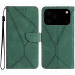 Stitched Embossed PU Leather + TPU Wallet Case with Stand & Wrist Strap for iPhone 17 Pro Max - Green