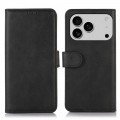 Cow-Texture PU Leather + TPU Wallet Stand Case for iPhone 17 Pro Max - Black