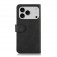 Cow-Texture PU Leather + TPU Wallet Stand Case for iPhone 17 Pro Max - Black