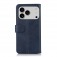 Cow-Texture PU Leather + TPU Wallet Stand Case for iPhone 17 Pro Max - Blue