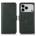 Cow-Texture PU Leather + TPU Wallet Stand Case for iPhone 17 Pro Max - Green