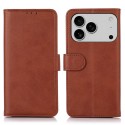 Cow-Texture PU Leather + TPU Wallet Stand Case for iPhone 17 Pro Max - Brown