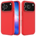 Solid-Color Silicone + PC Case with Soft Fabric Interior Lining for iPhone 17 Pro Max - Red