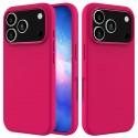 Solid-Color Silicone + PC Case with Soft Fabric Interior Lining for iPhone 17 Pro Max - Rose Red