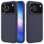 Solid-Color Silicone + PC Case with Soft Fabric Interior Lining for iPhone 17 Pro Max - Midnight Blue