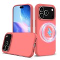 Silicone + PC MagSafe-Compatible Shockproof Case with Soft Microfiber Interior Lining for iPhone 17 Pro Max - Pink Orange