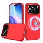 Silicone + PC MagSafe-Compatible Shockproof Case with Soft Microfiber Interior Lining for iPhone 17 Pro Max - Red