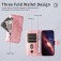 Calf-Texture Zipper Wallet Case with Stand for iPhone 17 Pro Max - Rose Gold