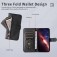 Calf-Texture Zipper Wallet Case with Stand for iPhone 17 Pro Max - Black
