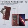 Calf-Texture Zipper Wallet Case with Stand for iPhone 17 Pro Max - Brown