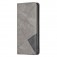 Rhombus-Texture PU Leather + TPU Magnetic Wallet Stand Case for iPhone 17 Pro Max - Grey