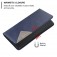 Rhombus-Texture PU Leather + TPU Magnetic Wallet Stand Case for iPhone 17 Pro Max - Blue