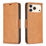 Lambskin-Texture PU Leather + TPU Flip Wallet Stand Case with Lanyard for iPhone 17 Pro Max - Yellow