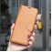 Lambskin-Texture PU Leather + TPU Flip Wallet Stand Case with Lanyard for iPhone 17 Pro Max - Yellow