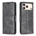 Lambskin-Texture PU Leather + TPU Flip Wallet Stand Case with Lanyard for iPhone 17 Pro Max - Black