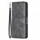 Lambskin-Texture PU Leather + TPU Flip Wallet Stand Case with Lanyard for iPhone 17 Pro Max - Black