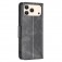 Lambskin-Texture PU Leather + TPU Flip Wallet Stand Case with Lanyard for iPhone 17 Pro Max - Black