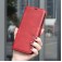 Lambskin-Texture PU Leather + TPU Flip Wallet Stand Case with Lanyard for iPhone 17 Pro Max - Red