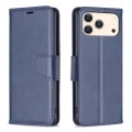 Lambskin-Texture PU Leather + TPU Flip Wallet Stand Case with Lanyard for iPhone 17 Pro Max - Blue