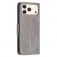 Lambskin-Texture PU Leather + TPU Flip Wallet Stand Case with Lanyard for iPhone 17 Pro Max - Grey