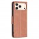 Lambskin-Texture PU Leather + TPU Flip Wallet Stand Case with Lanyard for iPhone 17 Pro Max - Brown