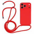 Soft-Touch Liquid Silicone Crossbody Lanyard Case for iPhone 17 Pro Max - Red