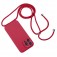 Soft-Touch Liquid Silicone Crossbody Lanyard Case for iPhone 17 Pro Max - Rose Red