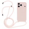 Soft-Touch Liquid Silicone Crossbody Lanyard Case for iPhone 17 Pro Max - Sand Pink