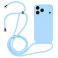 Soft-Touch Liquid Silicone Crossbody Lanyard Case for iPhone 17 Pro Max - Blue