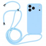 Soft-Touch Liquid Silicone Crossbody Lanyard Case for iPhone 17 Pro Max - Blue