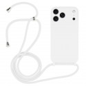 Soft-Touch Liquid Silicone Crossbody Lanyard Case for iPhone 17 Pro Max - White