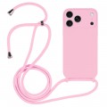 Soft-Touch Liquid Silicone Crossbody Lanyard Case for iPhone 17 Pro Max - Pink