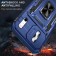 Armor PC + TPU Case with Air-Cushion Corners, Sliding Camera Cover & 360° Ring Stand for iPhone 17 Pro Max - Navy Blue