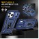 Armor PC + TPU Case with Air-Cushion Corners, Sliding Camera Cover & 360° Ring Stand for iPhone 17 Pro Max - Navy Blue
