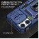 Armor PC + TPU Case with Air-Cushion Corners, Sliding Camera Cover & 360° Ring Stand for iPhone 17 Pro Max - Navy Blue