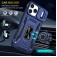 Armor PC + TPU Case with Air-Cushion Corners, Sliding Camera Cover & 360° Ring Stand for iPhone 17 Pro Max - Navy Blue