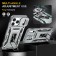 Armor PC + TPU Case with Air-Cushion Corners, Sliding Camera Cover & 360° Ring Stand for iPhone 17 Pro Max - Grey