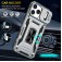 Armor PC + TPU Case with Air-Cushion Corners, Sliding Camera Cover & 360° Ring Stand for iPhone 17 Pro Max - Grey