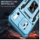 Armor PC + TPU Case with Air-Cushion Corners, Sliding Camera Cover & 360° Ring Stand for iPhone 17 Pro Max - Light Blue