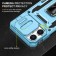 Armor PC + TPU Case with Air-Cushion Corners, Sliding Camera Cover & 360° Ring Stand for iPhone 17 Pro Max - Light Blue