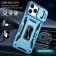 Armor PC + TPU Case with Air-Cushion Corners, Sliding Camera Cover & 360° Ring Stand for iPhone 17 Pro Max - Light Blue