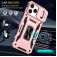 Armor PC + TPU Case with Air-Cushion Corners, Sliding Camera Cover & 360° Ring Stand for iPhone 17 Pro Max - Rose Gold