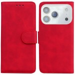 Soft-Touch PU Leather + TPU Wallet Case with Stand for iPhone 17 Pro Max - Red