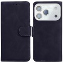 Soft-Touch Solid-Color PU Leather + TPU Flip Wallet Stand Case for iPhone 17 Pro Max - Black