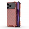 Honeycomb PC + TPU Shockproof Case for iPhone 17 Pro Max - Red